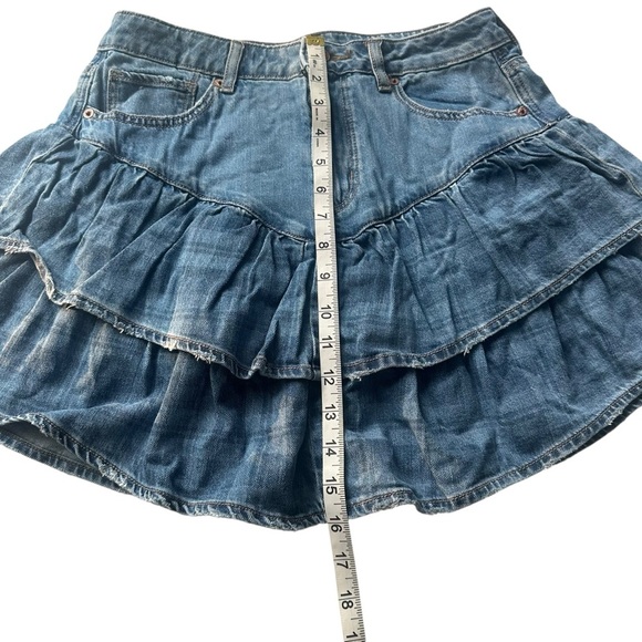 American Eagle Women's Denim Ruffle Mini Skirt Size 6 NWOT - Picture 5 of 9